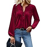 Womens Long Sleeve V Neck Dressy Casual Elegant Velvet Tops Winter Fall Fashion 2026