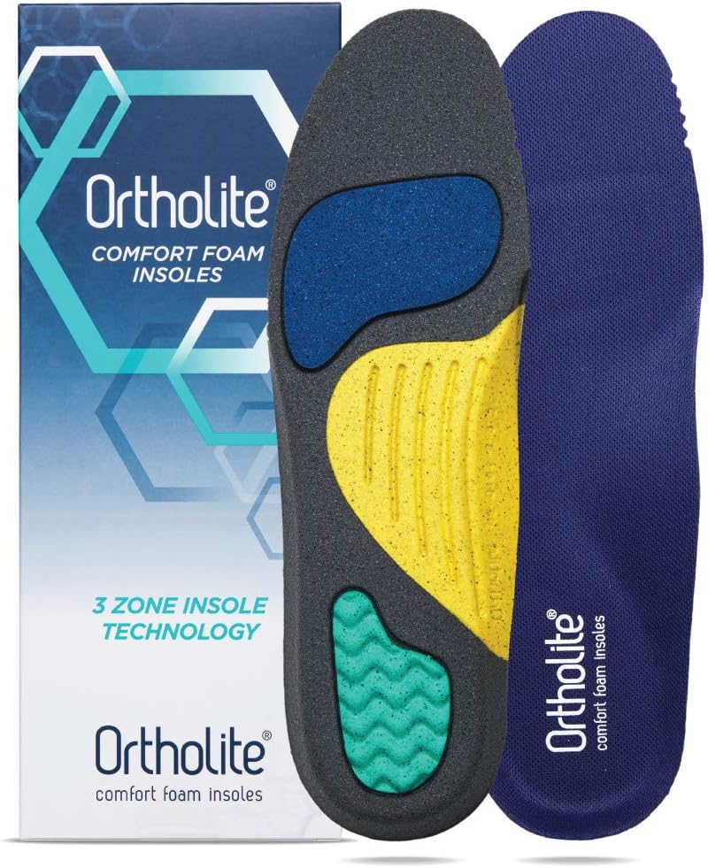 Ortholite All Day Insoles, Athletic Triple Zone, Arch Support, Absorbs Shock Comfortable Inserts, Won’t Compress, Breathable Shoe Insole for Flat Feet, Running Foam Insert, Women's Size 9 Mens 7: Health & Personal Care