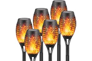 FAISHILAN 6 Pack Solar Flickering Flame Torch,Solar Torch Lights LEDs Waterproof Solar Outdoor Light Christmas Decor Outdoor Lights Torches Dancing Flame