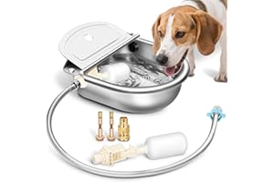 ADEMON Automatic Animal Drinking Water Bowl with Float Valve, 304 Stainless Steel Kit Includes Bowl, Pipe, 2 Valves, Quick Connector Adapter and Countersunk Bolts. (Auto-Filling)