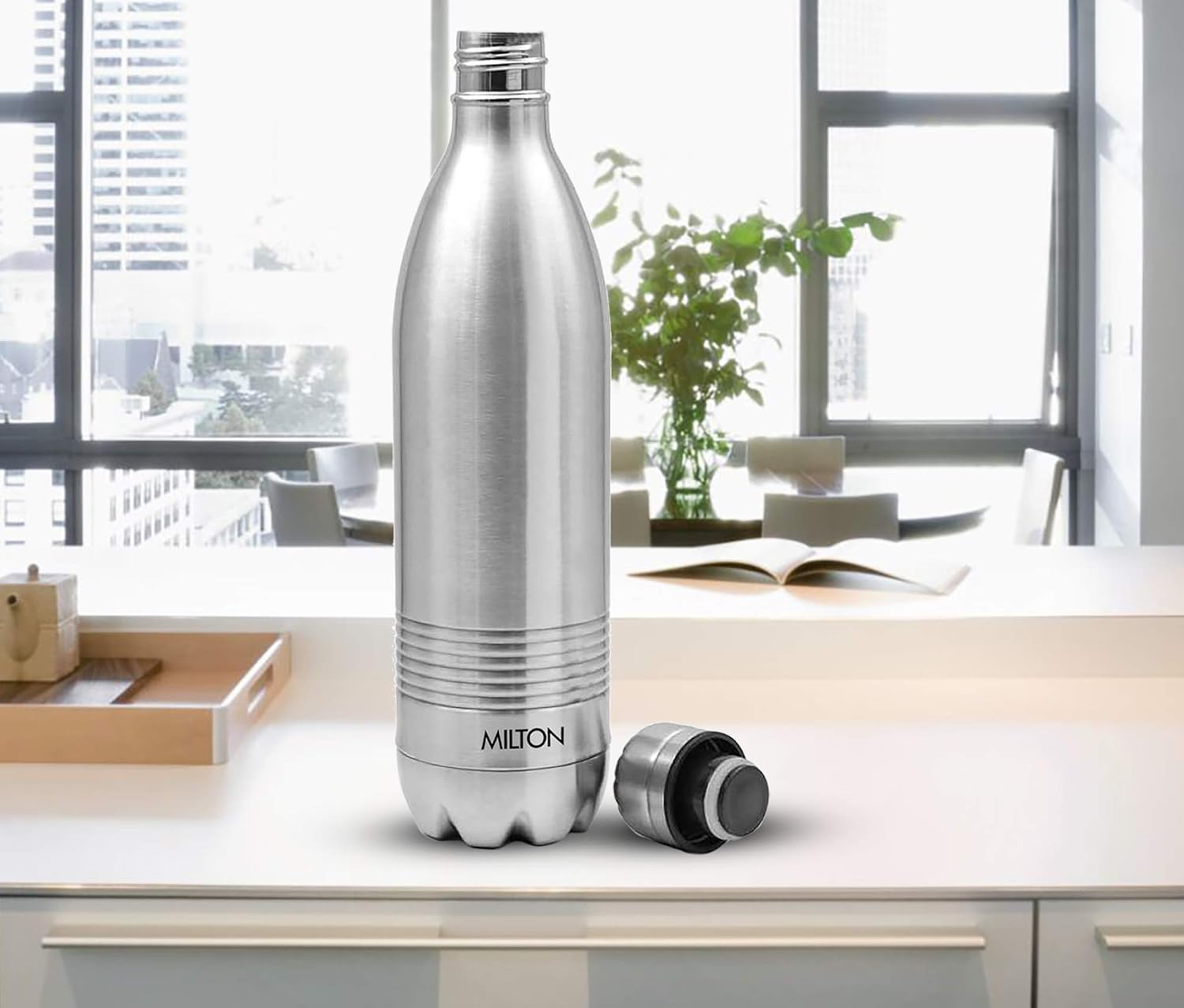 Milton Thermosteel Duo Deluxe Vacuum Insulated Flask, 1L (Silver) Milton Thermosteel Duo Deluxe Vacuum Insulated Flask, 1L (Silver)