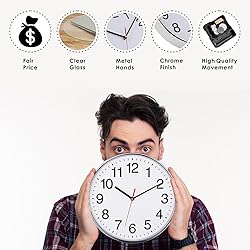 Plumeet Extra Large Wall Clock - 16" Non Ticking