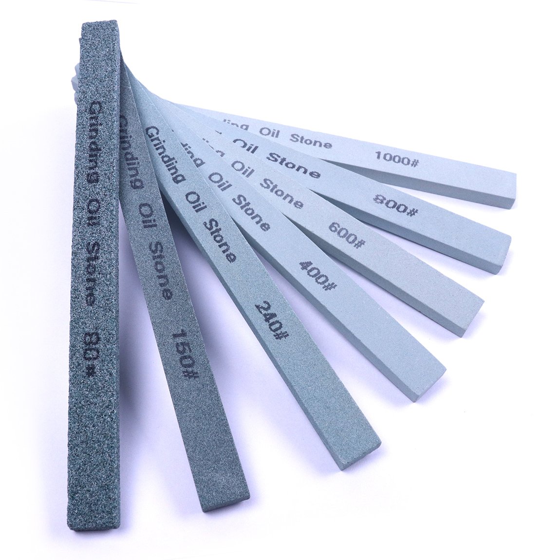 ATOPLEE Knife Sharpening Stone Set, Green Silicone Carbon Polishing Oilstone Whetstone for Ceramic Painted Metal Grinding Grit 80#/150#/240#/400#/600#/800#/1000# [All Grits, 7pcs]