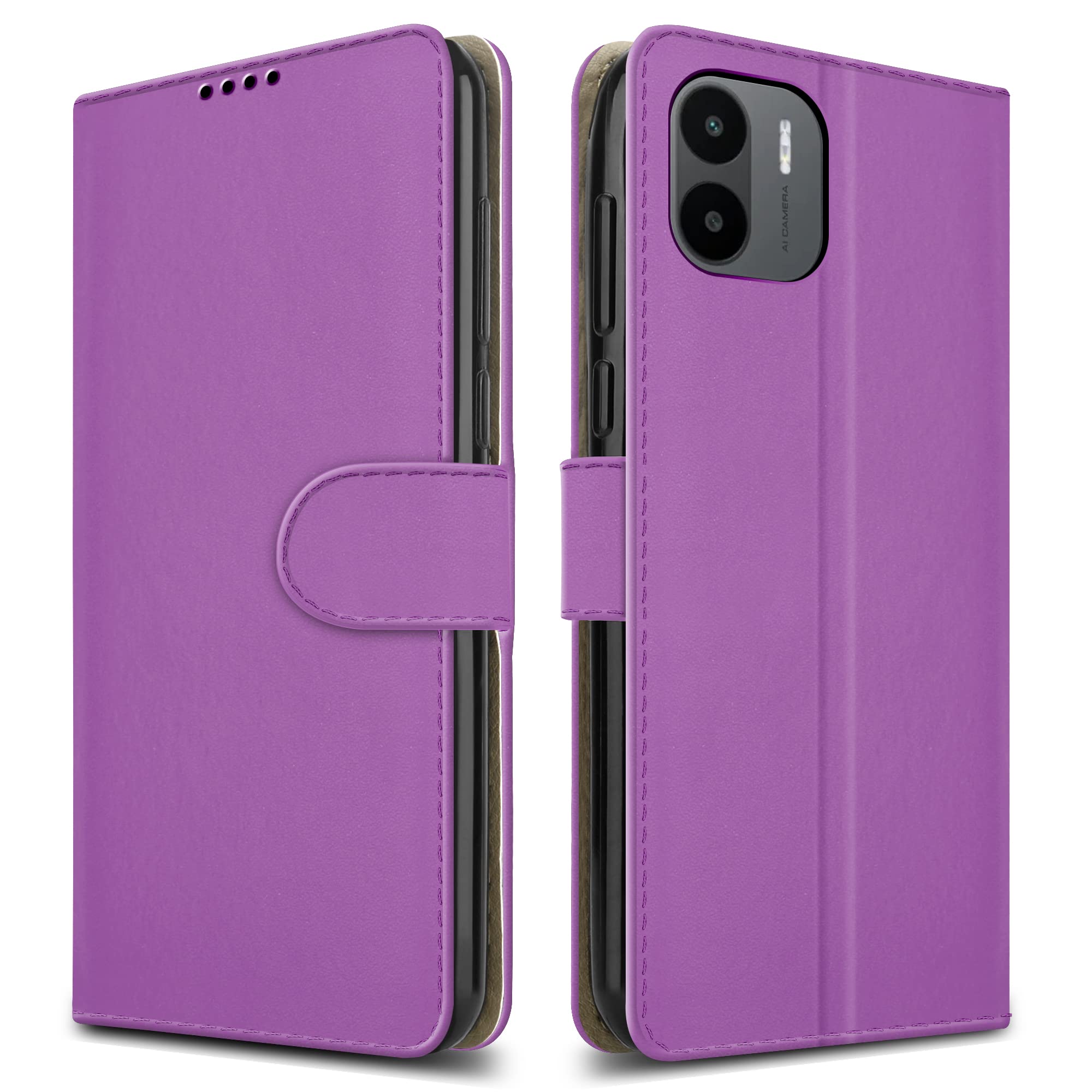 PIXFAB For Xiaomi Redmi A1 / Redmi A2 Leather Phone Case, Magnetic Closure Full Protection Book Folio Design, Wallet Case Cover [Card Slots] and [Kickstand] For Xiaomi Redmi A1 - Purple
