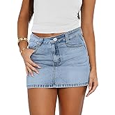 DEICAEVO Womens Denim Skirt Casual Mini Jean Skirt Stretch Low Waist Jean Skirt for Women Zip Fly Denim Mini Skirts