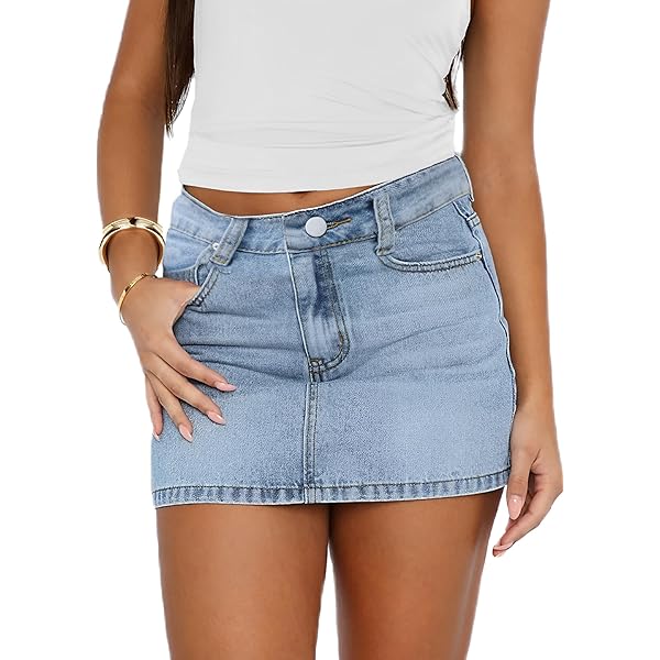 Amazon.com: SHENHE Women's Ripped Low Rise Zip Fly Denim Skirt
