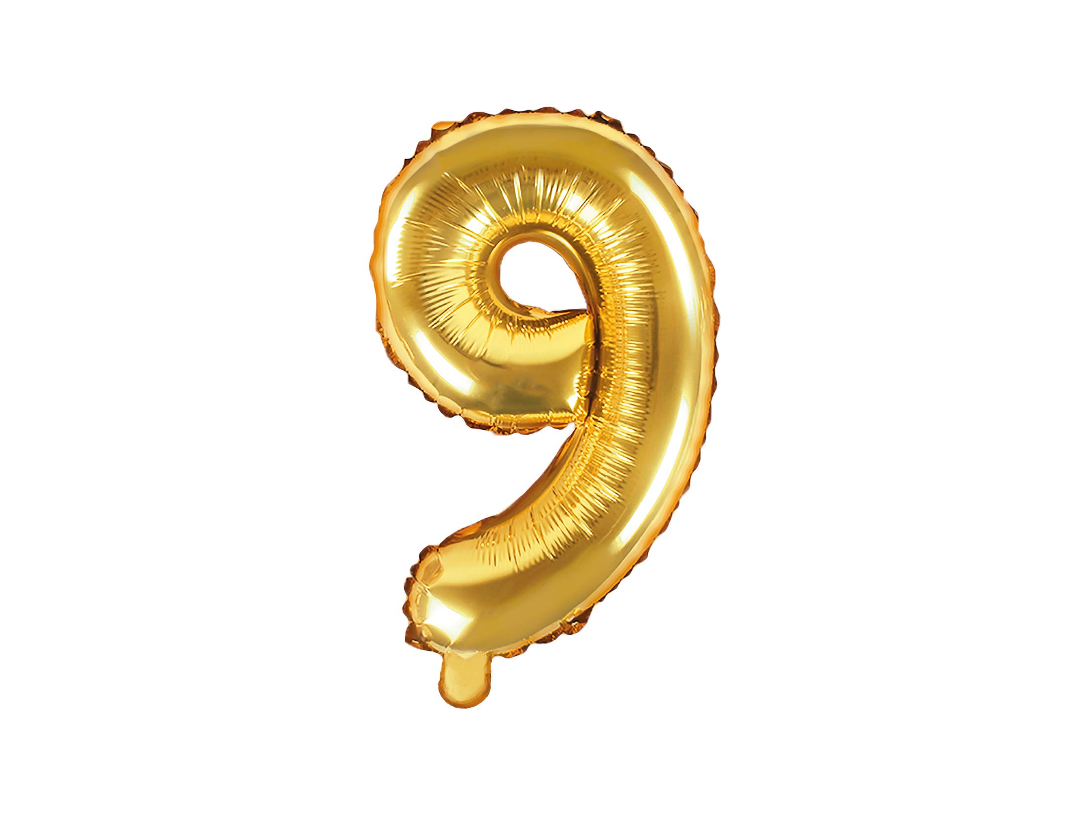 Mylar Balloon Number 9 Nine Gold 35 cm Birthday Adult Child New Year