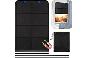 funomo RV Door Window Shade, 27 x 18 Inch Foldable Magnet RV Blackout Window Cover, Winnebago Itasca Sunova Class A RV Enter Door Window Cover, UV Rays Protection Waterproof Oxford (Black)