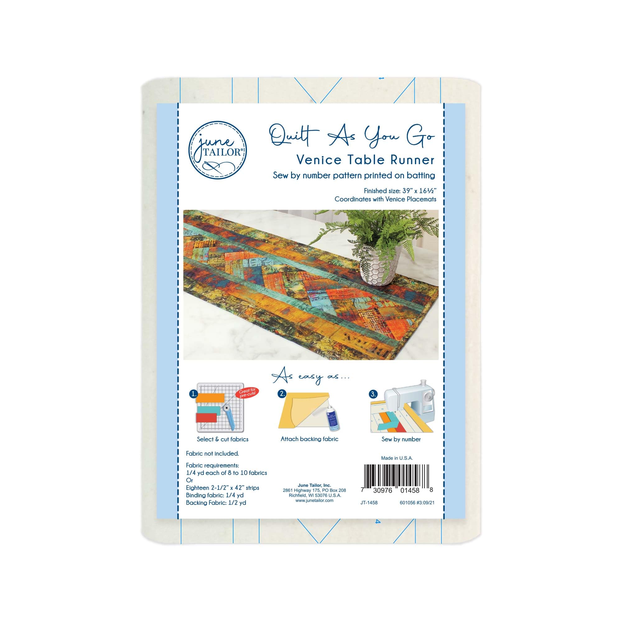 June Tailor Quilt As You Go Table Runner Quilt Pattern Venice