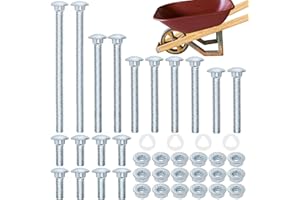 NIUOHOY Wheelbarrow Handles Nut and Bolt Set, Carbon Steel Galvanized Carriage Bolts 5'', 3-1/2'', 2-3/4'', 2-1/4'', 3/4', Wheelbarrow Handles Replacement Bolts Kit, Furniture Beds Sofa Table Chairs (18 PCS)