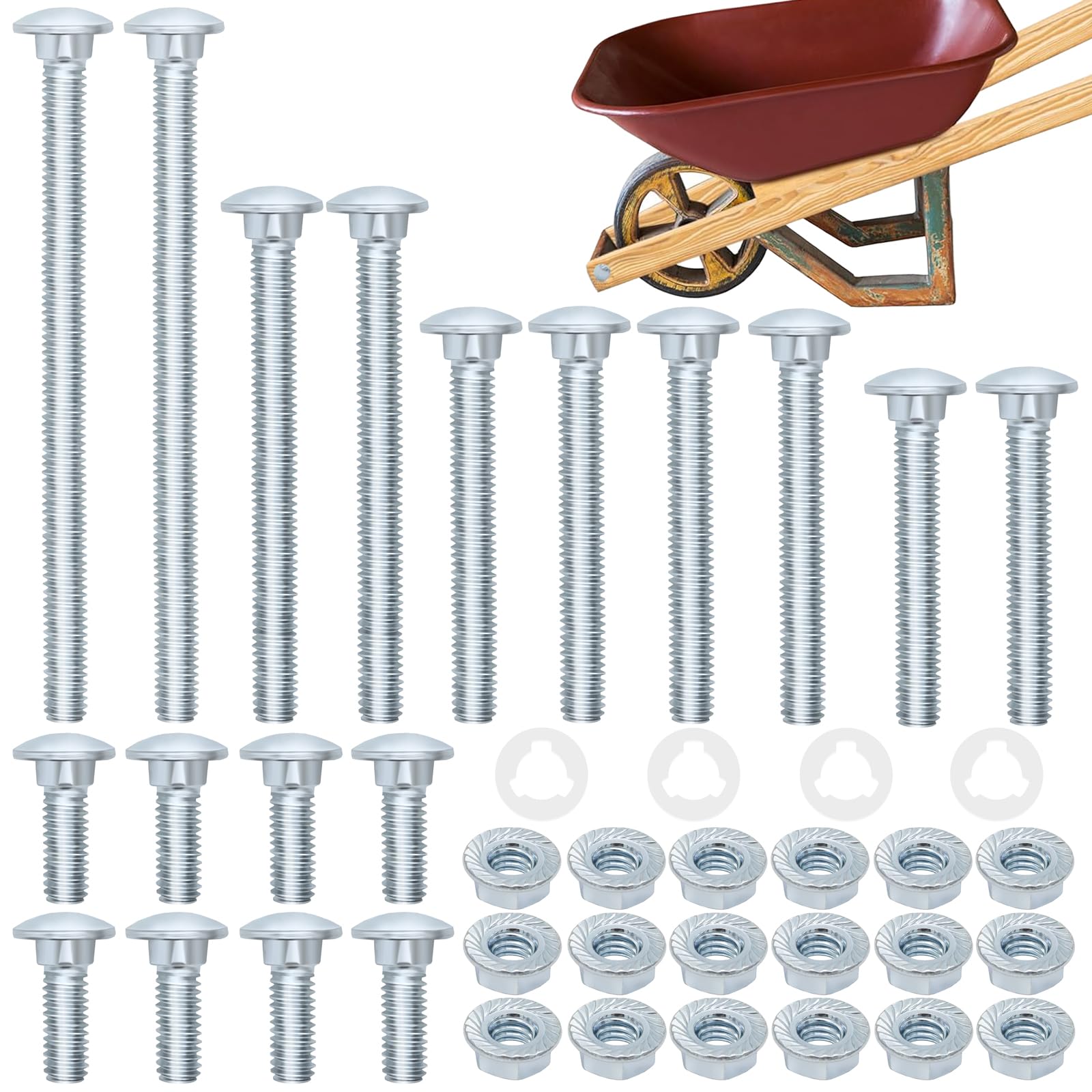 Wheelbarrow Handles Nut and Bolt Set, Carbon Steel