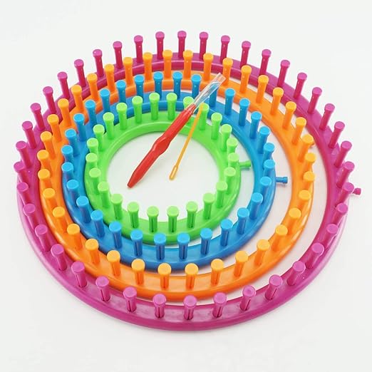 JERN® Round Knitting Loom Set with Hook Needle Kit Yarn Cord Knitter 4
