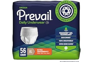 Prevail Daily Protective Underwear - Unisex Adult Incontinence Underwear - Disposable Adult Diaper for Men & Women - Maximum Absorbency - X-Large - 56 Count (4 packs of 14)