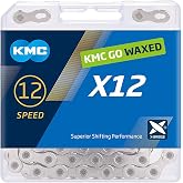 KMC Pre-Waxed 12-Speed X12 High-Performance Bicycle Chain, Silver | Compatible with Shimano, and Campagnolo 12-speed systems for smooth running MTB, road cycling, gravel, and cyclocross riding