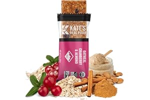KATE'S Kate’s Real Food Organic Energy Bars, Non-GMO, All-Natural Ingredients, Gluten-Free and Soy-Free Healthy Snack with Natural Flavors, Oatmeal Cranberry & Almond (Pack of 12)