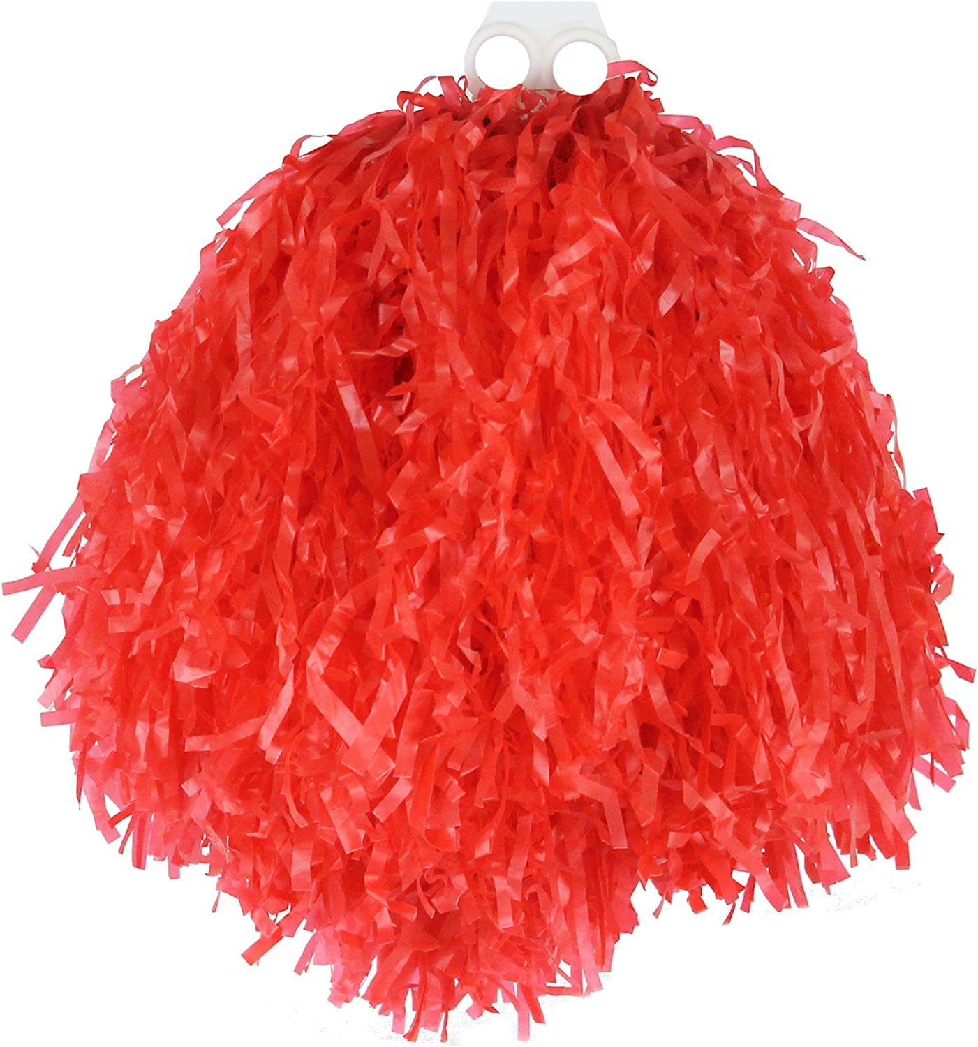 Jumbo Cheerleader Pom Poms - 1 Pom Pom - Red Tasseled Pompoms with Finger Grip - USA American Cheerleader Dance School Fancy Dress Costume Accessory