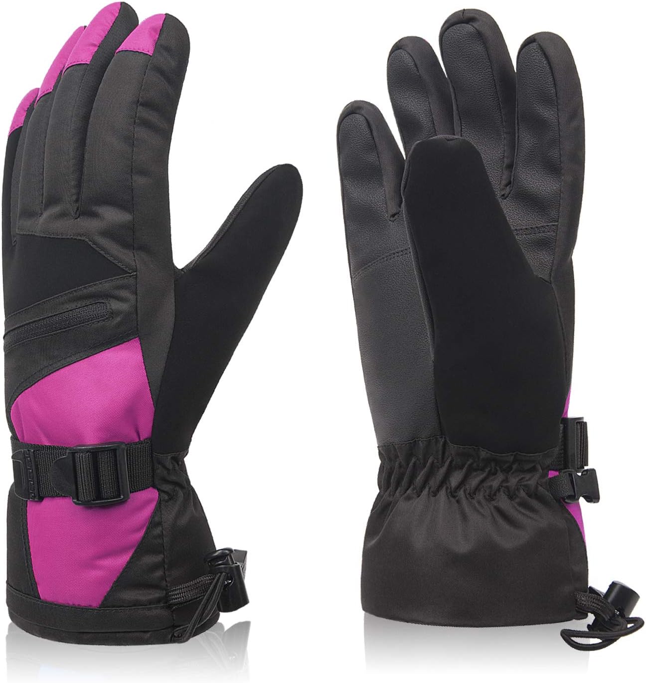 Ski Gloves, Winter Warm Cozy 3M Thinsulate Outdoor Windproof Snowboard Gloves for Women, Youth, Kid, Skiing, Snowboarding, Motorcycling, Shoveling, with Pocket & Wrist Leashes : Sports & Outdoors