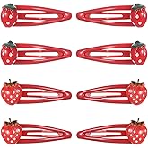 Mabor 8Pcs Strawberry Hair Clips Red Metal Snap Fruit Hair Clips Barrettes Cute Strawberry Accessories for Girls Toddlers Kids Teens Gifts
