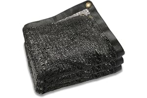 POYEE 90% 8ftx25ft Black Shade Cloth Taped Edge with Brass Grommets Garden Sun Shade UV Resistant Sunblock Shade Net for Outdoor Plants Vegetables Greenhouse