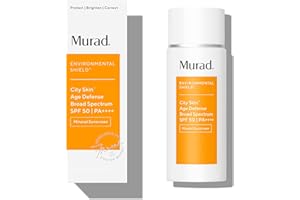 Murad Environmental Shield City Skin Age Defense Broad Spectrum SPF 50-100% Mineral Sunscreen - Blue Light Defense - SPF 50 Environmental Defense Sunscreen - Light Sunscreen for Face
