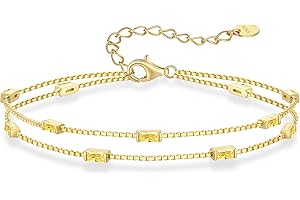 LOUISA SECRET Birthstone Bracelets for Women, 925 Sterling Silver Dainty Simple Women Charm Link Bracelet, Birthday Anniversary Jewelry Gifts for Women Wife Mom Her