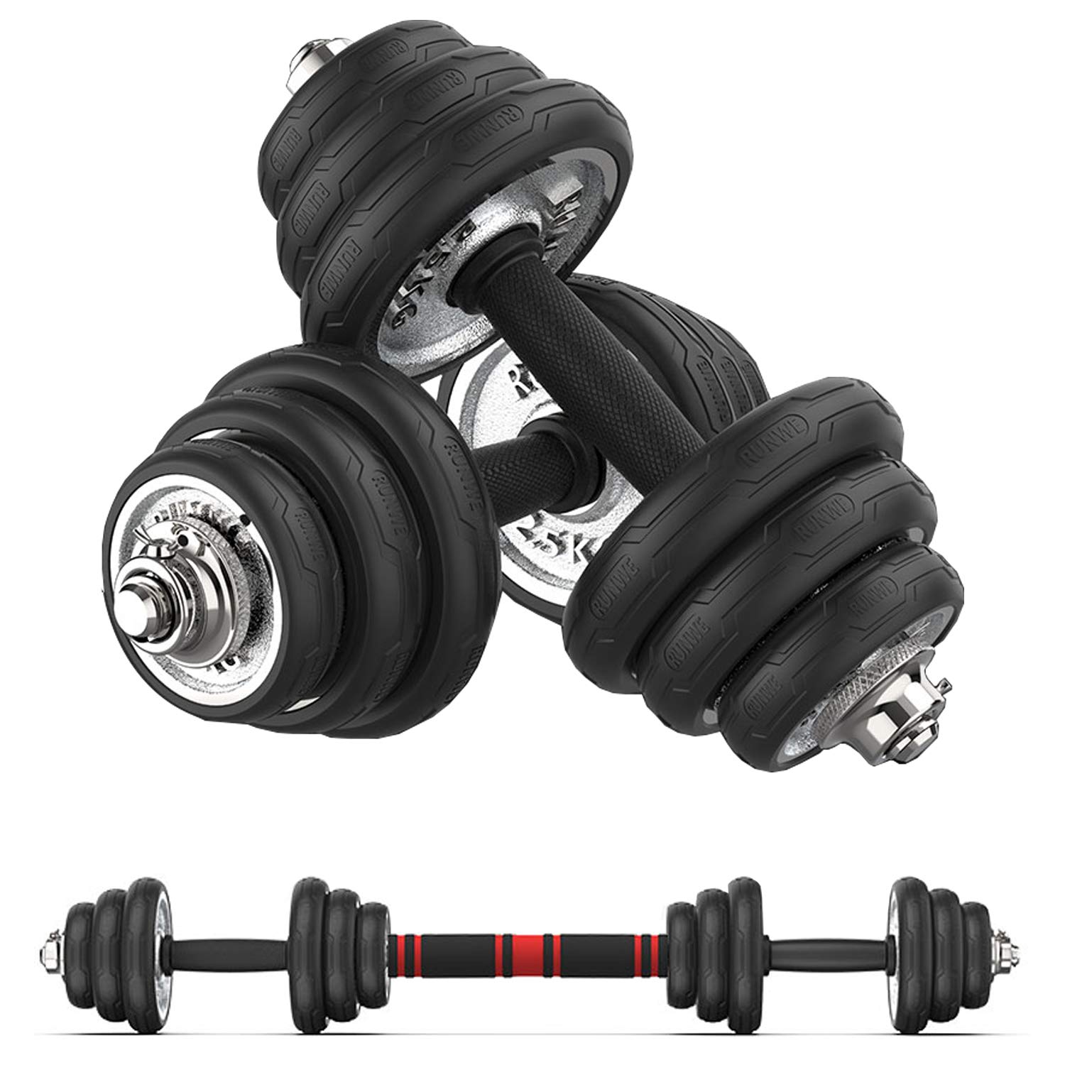 30KG Adjustable Weights Dumbell Set - Free Weights Dumbbell Weights with Rack 10kg - 30kg Adjustable Non-Slip Handle, for Body Building Strength Training (Pair)
