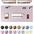 YSAGi Leather Desk Pad Protector, Office Desk Mat, Large Mouse Pad, Non-Slip PU Leather Desk Blotter, Laptop Desk Pad, Waterproof Desk Writing Pad for Office and Home (Grayish Lavender, 47.2" x 23.6")
