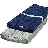 BlueSnail Ultra Soft Minky Dot Changing Pad Cover 2 Pack (Gray+Navy, 2 Pack)