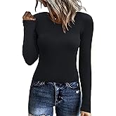 Zeagoo Womens Ribbed Fitted Crop Tops Long Sleeve T Shirts Basic Scoop Neck Casual Slim Fitted Y2k Clothes 2026
