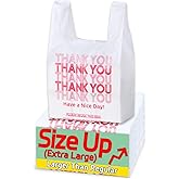 YovhVon Extra Large (13" x 8" x 23") X-Large Size up, 100 Count Plastic Bags with Handles, T-Shirt Bags, Thank You bags, Shopping Bag, Grocery bag, White, 1/5 Barrel, Plastic Bag, for Small Business