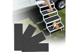 SKYJDM RV Step Covers 4 Pack, 24 x 7.5 inches Non-Slip RV Stair Covers, EVA Foam Trimmable Self Adhesive Camper Step Covers RV Step Carpet Rug for Trailers, Camper, RV, Dark Gray