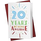 Karto 20th Birthday Card for Him Her - 20th Anniversary Card for Dad Mom - 20 Years Old Birthday Card for Brother Sister Friend - Happy 20th Birthday Card for Men Women Being Awesome (Color)