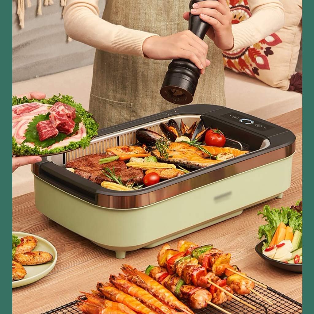 Review Indoor Smokeless Grill, 1500W Power Electric Grill with Tempered