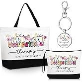 Kacctyen 3 Pcs Gifts Canvas Tote Bag Makeup Cosmetic Bag Appreciation Keychains Gifts for Women Birthday