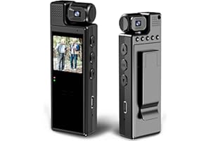 POETELE-R HD1080P Mini Body Camera 180° Rotatable Lens 6HR Battery Video Body Camcorder Motion Detection Night Auxiliary Lights Body Mounted Camera for Sports Cycling Security Police Law Enforcement