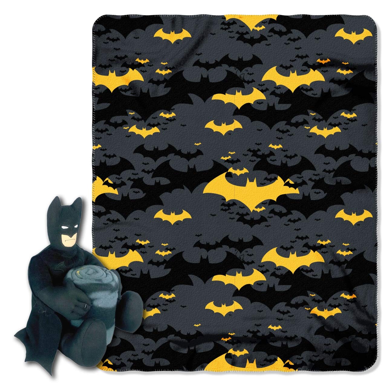 DC Comics Batman, "Black Knight" Hugger and Fleece Throw Blanket Set, 40" x 50", Multi Color