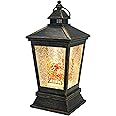 Endearing Singing Snowman Family Snow Globe Lantern - Includes Multiple Power Supply Choices, Timer Functionality, and Glittering Water Snow Effect, Bronze (Santa Claus and Christmas Tree)