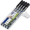 STAEDTLER 31-9WP4GS Lumocolor Permanent Pen Set - Assorted Line Widths, Black (Pack of 4)