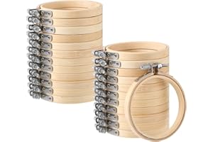 SAWYSINE Embroidery Hoop Bulk Tiny Small Wooden Round Circle Cross Stitch Bamboo Sewing Hoop for Art Craft Handy Sewing Halloween Thanksgiving Day Christmas (24 Pcs)
