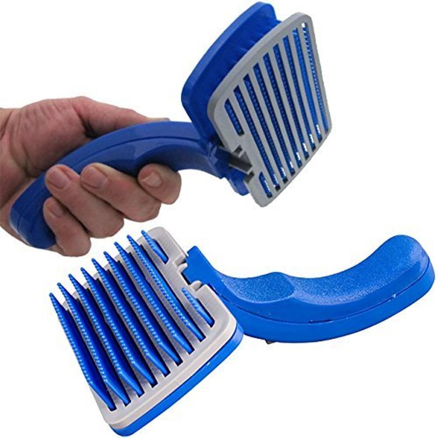 W9 Dog Plastic Slicker Brush with Press Key (Blue, Small)