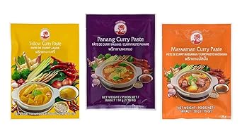 CockBrand 3 verschiedene Curry Pasten je g (Panang, Matsaman, Gelb)
