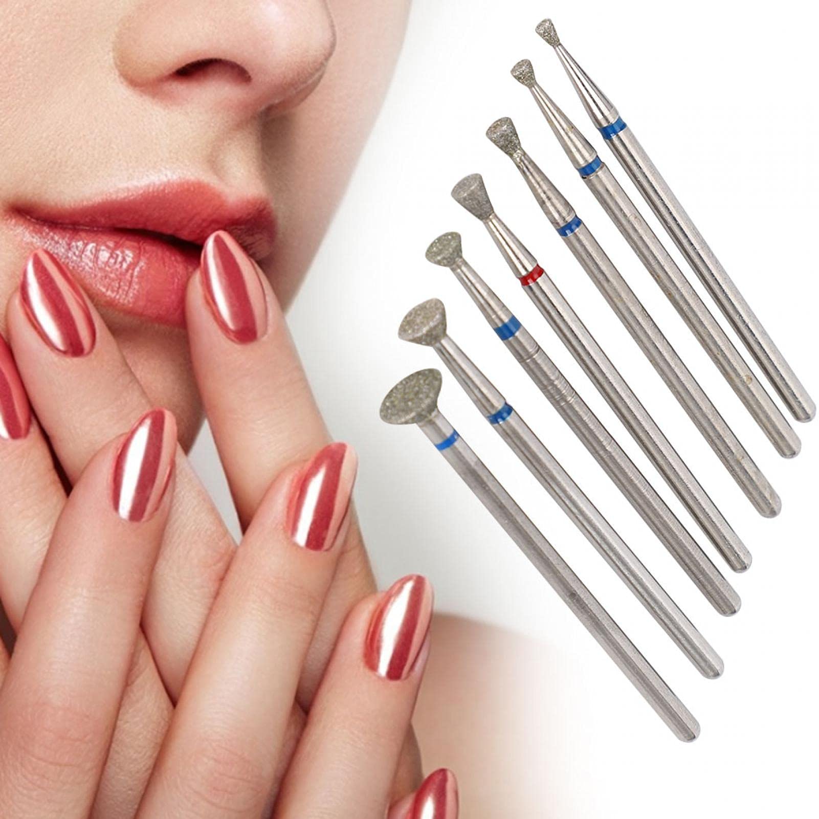 Nail Drill Bits Set, 7pcs Ceramic Safety Professional 3/32 inch Diamond Carbide Nail Drill Bit for Remove Acrylic Gel Nails Cuticle Manicure Pedicure Manicure Grinding Head Tool Home Salon Use