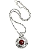 NOVICA Artisan Handmade Carnelian Necklace Sterling Silver from Indonesia Red Pendant Aurora Marsala Birthstone Balinese Traditional [19.75 in L x 0.1 in W Pendant(s) 1.6 in L x 1.2 in W] ' Luxury'