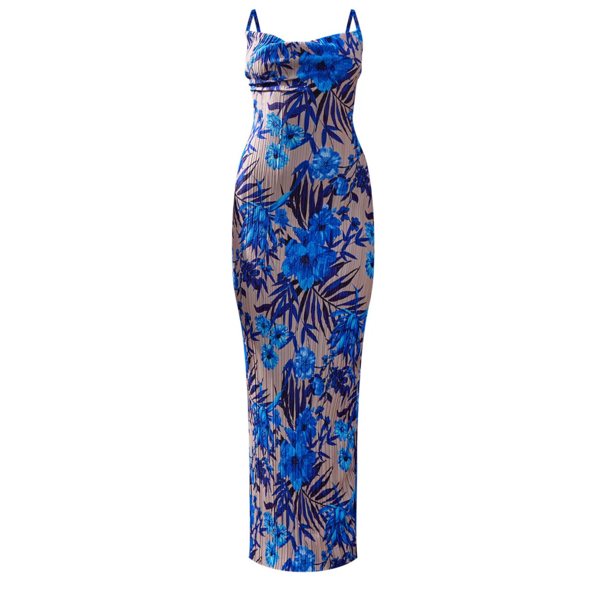 View 1 of ***BROKEN ZIPPER*** LASPIA Cowl Neck Dress Sexy Strap Shoulder Pleated Maxi Dresses Summer Wedding Guest Dresses for Women,Blue,Large
