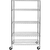 Seville Classics UltraDurable Heavy Duty NSF Solid Steel Wire Rack Storage Unit Organizer for Garage, Warehouse, Office, Restaurant, Classroom, Kitchen, 5-Tier Shelving, 48" W x 24" D