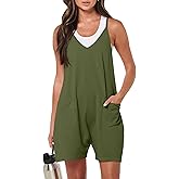 LILBETTER Women's Summer Casual Sleeveless Rompers Loose Spaghetti Strap Shorts Overalls Jumpsuit with Pockets