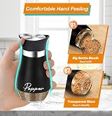 UDQYQ Salt and Pepper Shaker Set, Glass Bottle, Stainless Steel, Black view 4