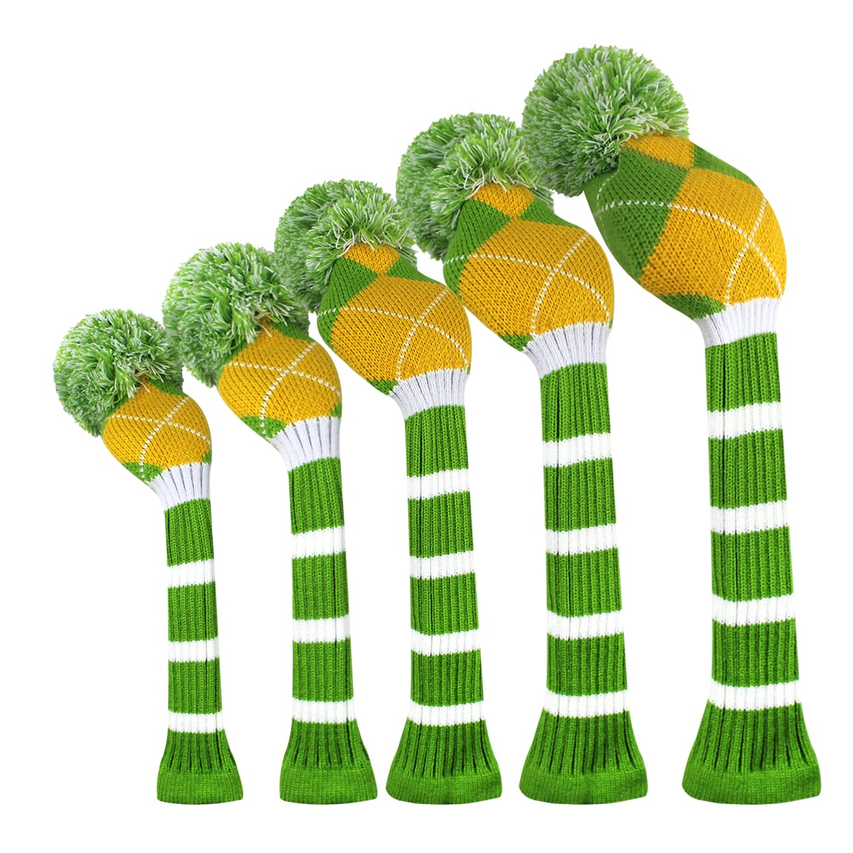 Scott Edward Golf Head Covers for Woods 5 PCS Knit Golf Club Cover Driver Cover*1 Fairway Wood*2 Hybrid (UT)*2