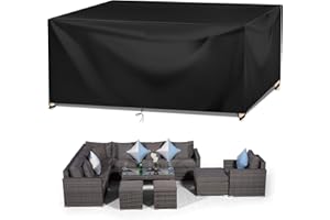WANOCEAN Patio Furniture Covers Waterproof, Patio Table Cover Rectangle Outdoor 98" L x 98" W x 35" H 420D Oxford Fabric Dustproof with Storage Bag, Fits for Dining Square Table Sofa and Chair