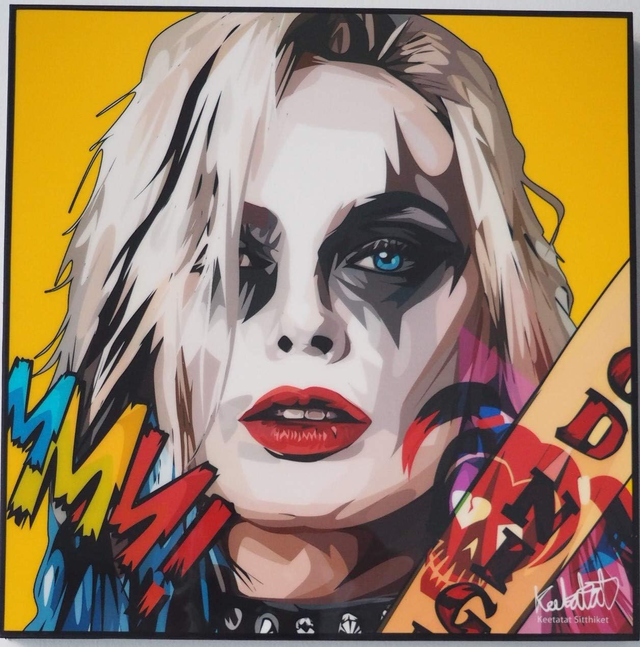 Glagoods Harley Quinn Suicide Squad Cartoon Pop Art Framed Vinyl Wall Art Print Gift Quotes Amazon De Kuche Haushalt